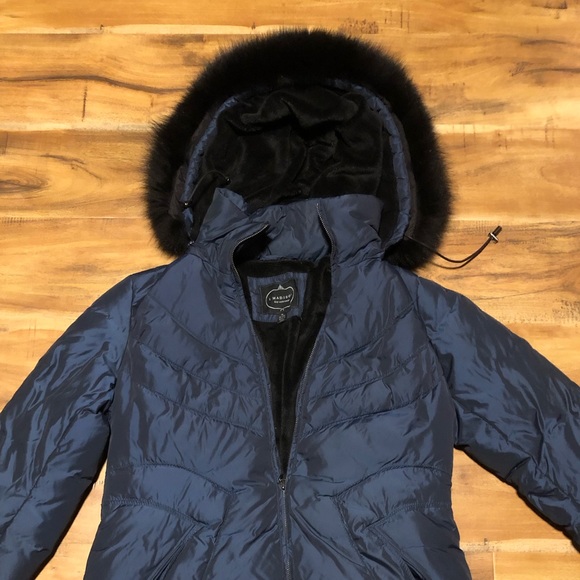 1 Madison Luxe Outerwear Navy Blue Jacket Size M Fox Fur - Picture 6 of 8